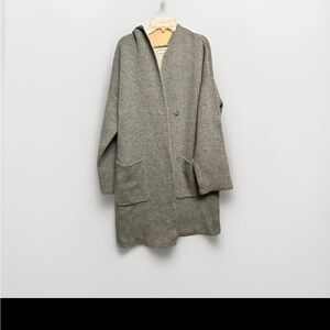 BLANKNYC Hooded Wool Blend Cardigan Sweater Coat Gray Small Snap Front